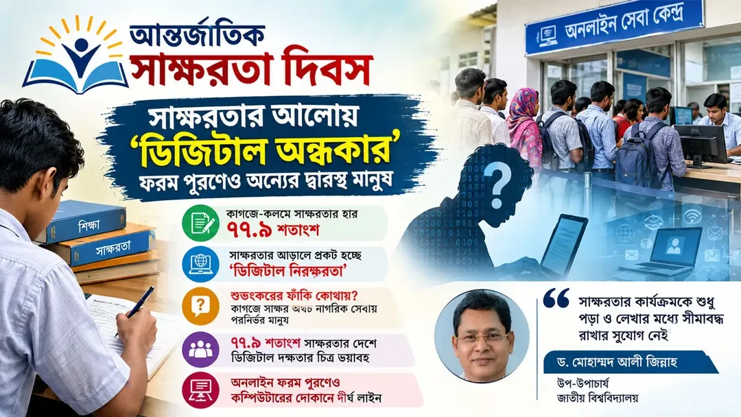 সাক্ষরতার আলোয় ‘ডিজিটাল অন্ধকার’, ফরম পূরণেও অন্যের দ্বারস্থ মানুষ